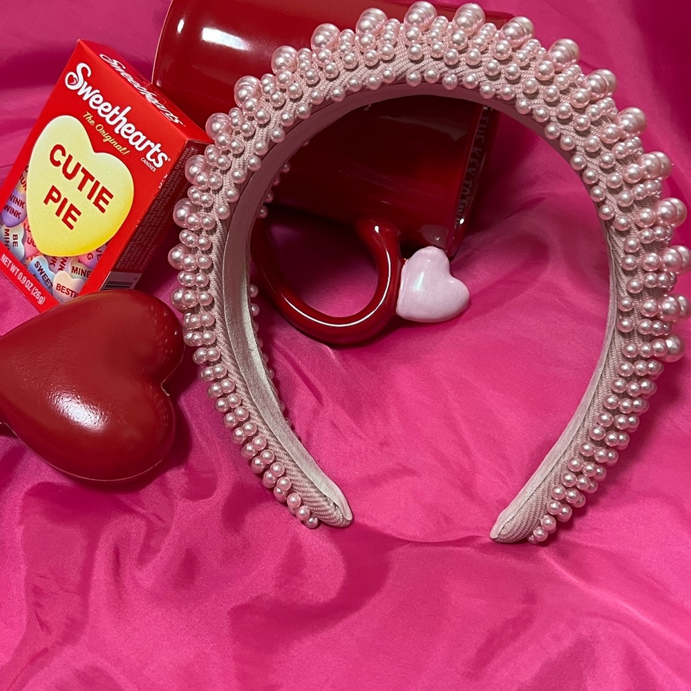 New - Elegant Pink Pearl Headband